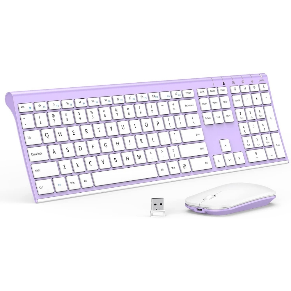 Purple wireless rechargeable keyboard and mouse